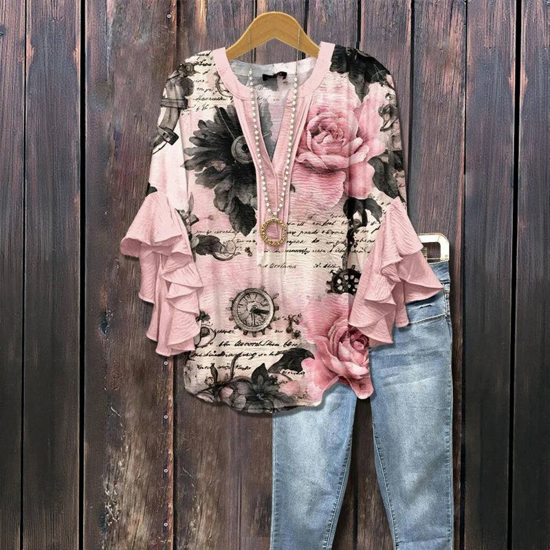 Clara™ | Vintage Bluse mit Blumenmuster