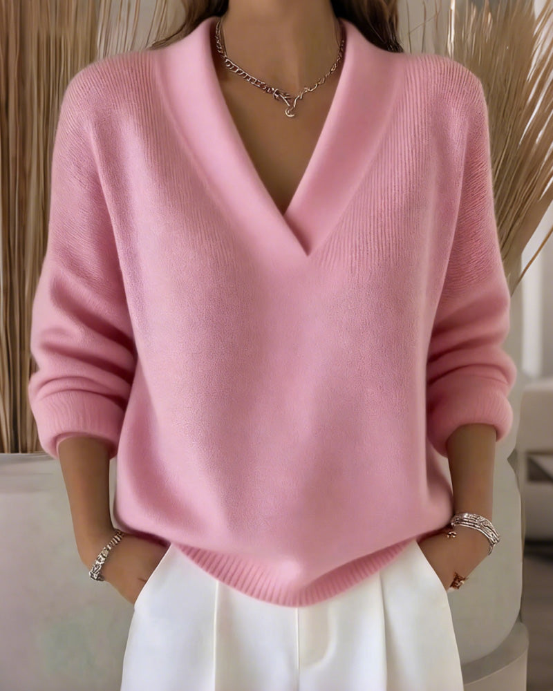 Liora™ | V-Ausschnitt Strickpullover