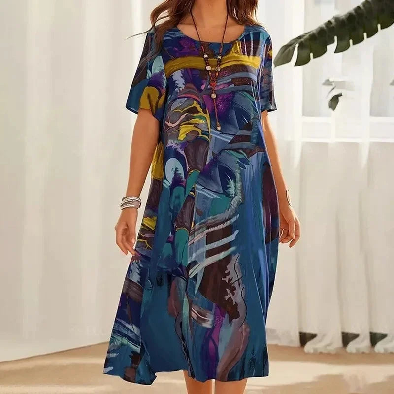 Luna™ | gebundene Taille Sommer Print Kleid