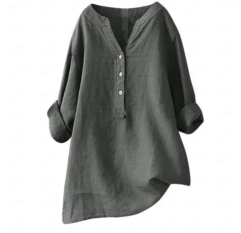 Lina™ | Vintage-Baumwoll-Leinenbluse