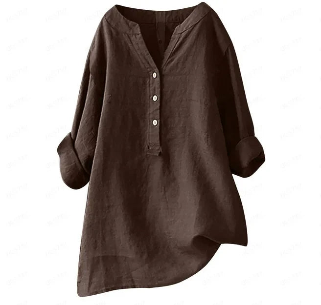 Lina™ | Vintage-Baumwoll-Leinenbluse