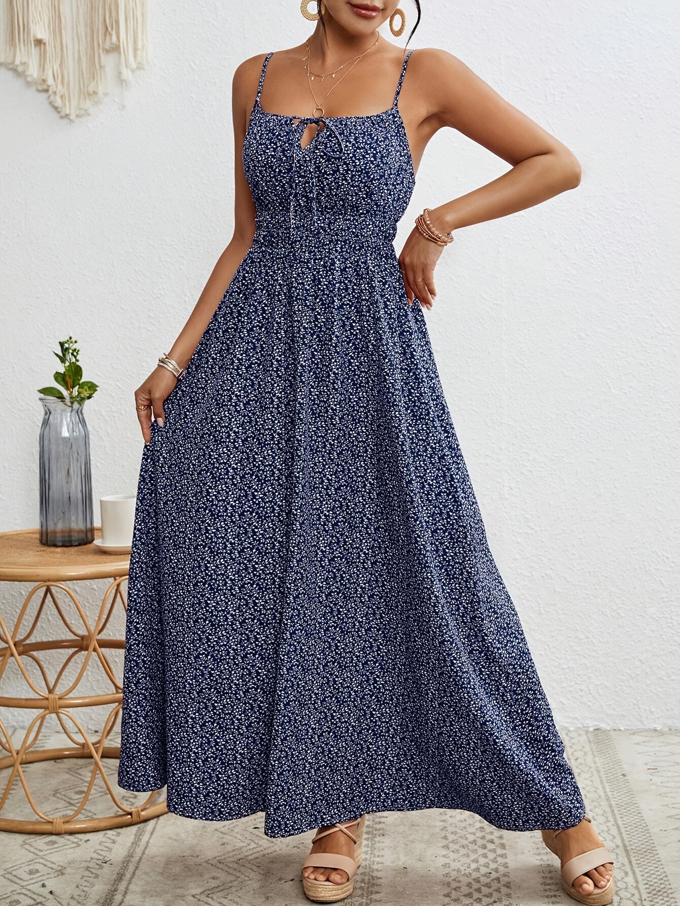 Fiora™ | Ärmelloses Maxikleid mit Blumenmuster