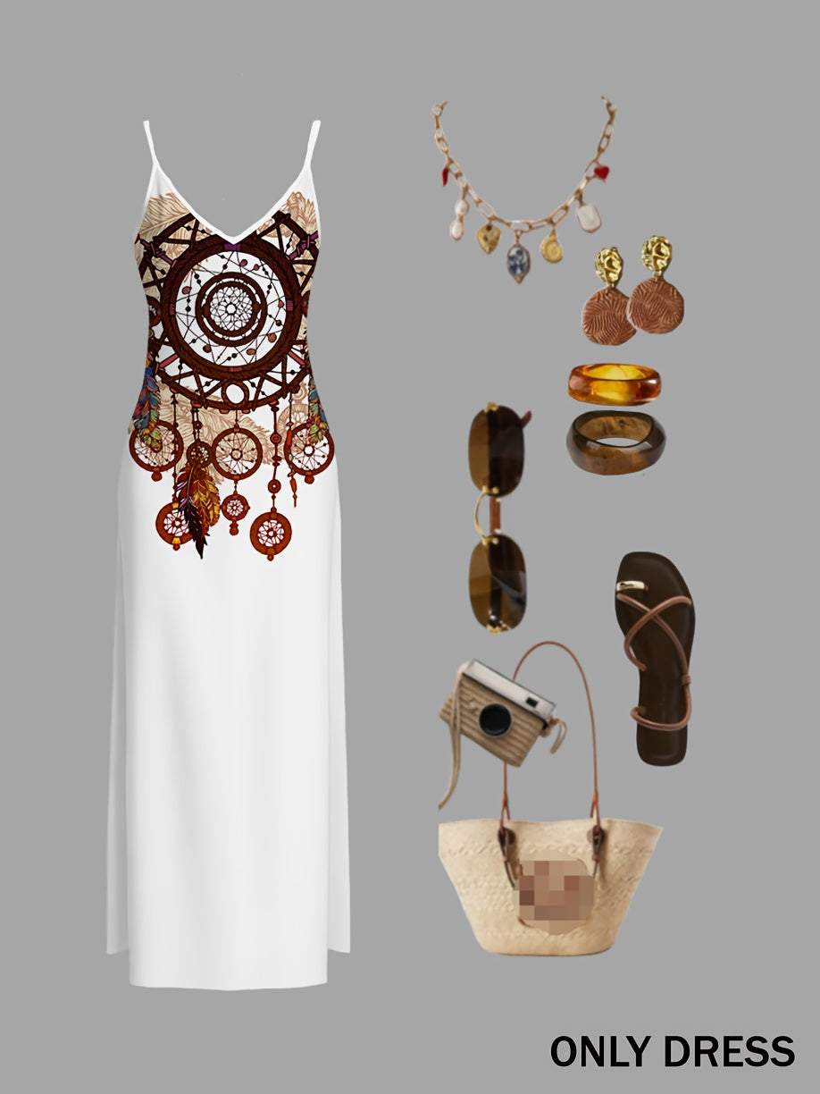 Zamira™ | Langes Bohemian-Kleid mit geometrischem Muster
