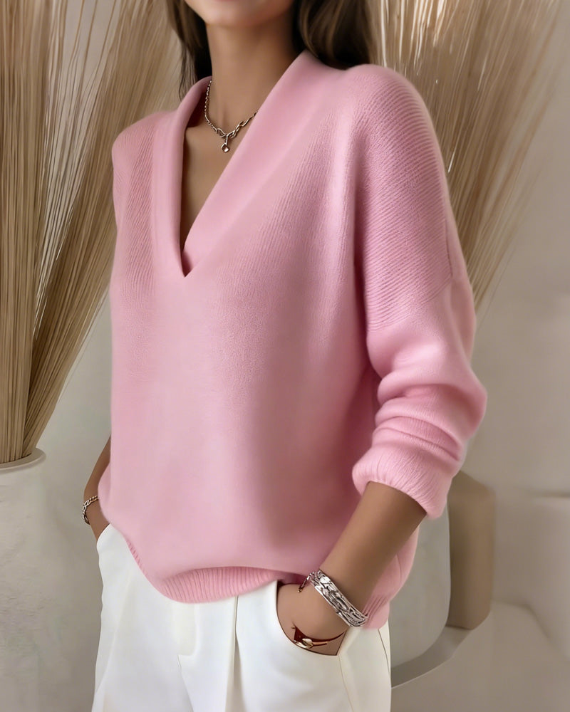 Liora™ | V-Ausschnitt Strickpullover