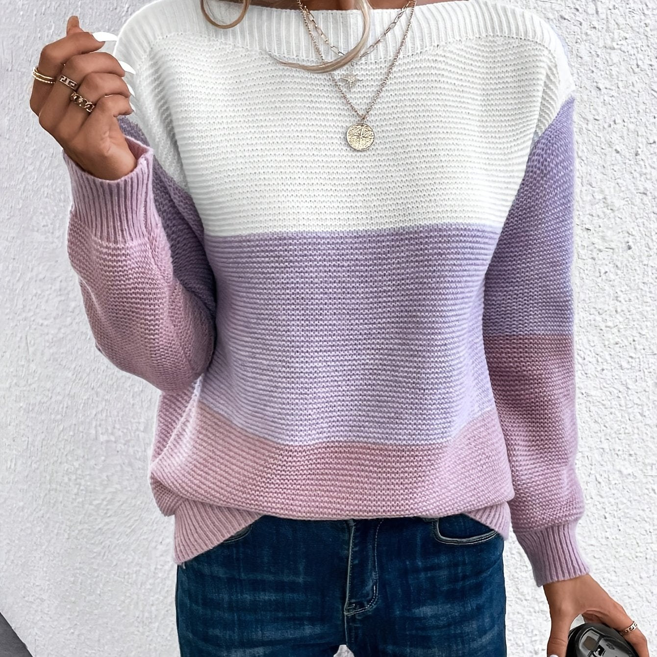 Élise™ | Off-Shoulder-Pullover mit Farbblock