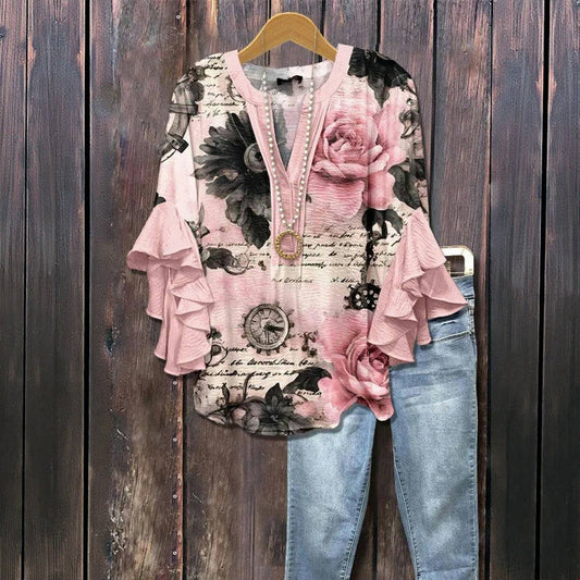 Clara™ | Vintage Bluse mit Blumenmuster