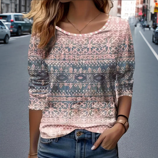 Mila™ | Vintage Freizeit T-Shirt langarm
