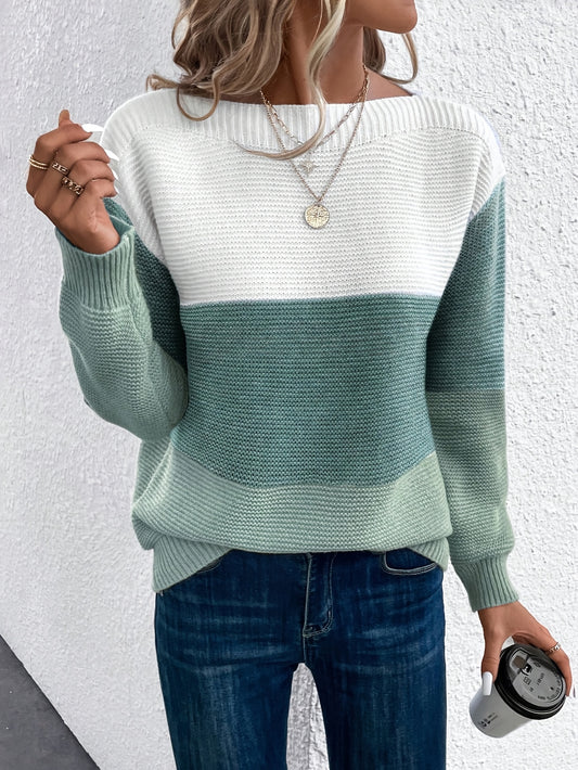 Élise™ | Off-Shoulder-Pullover mit Farbblock