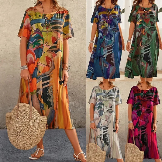 Luna™ | gebundene Taille Sommer Print Kleid