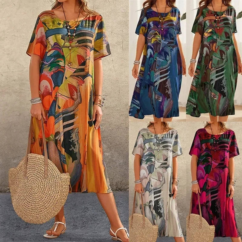 Luna™ | gebundene Taille Sommer Print Kleid