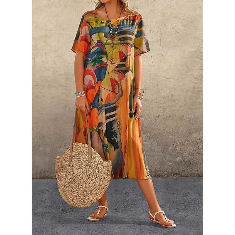 Luna™ | gebundene Taille Sommer Print Kleid