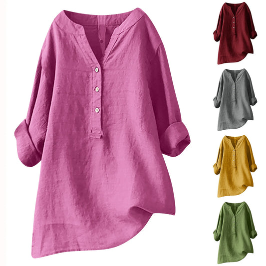 Lina™ | Vintage-Baumwoll-Leinenbluse