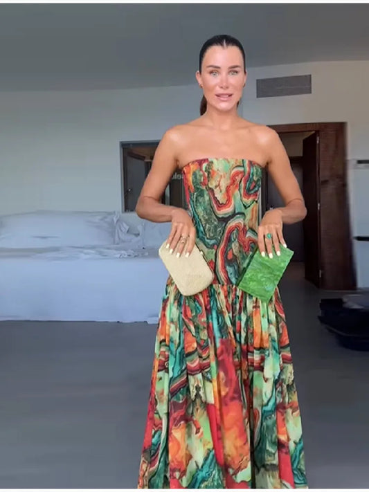 Valentina™ | Bedrucktes Abendkleid mit schulterfreiem Ausschnitt