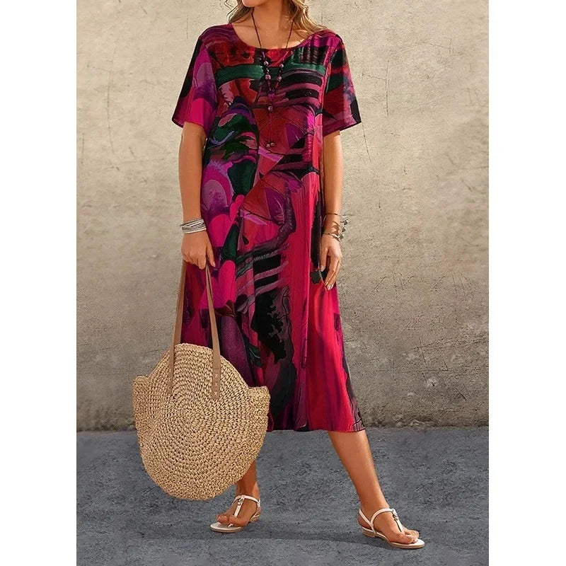 Luna™ | gebundene Taille Sommer Print Kleid